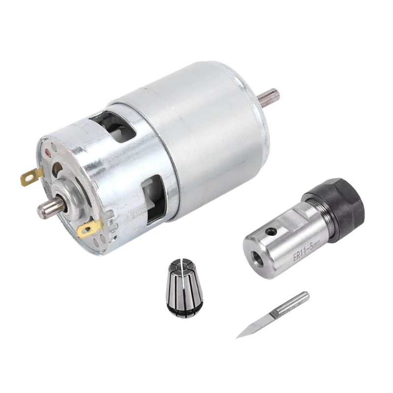 LUDA 775 DC Engraving Machine Spindle Motor 12-36V Ball Bearing Spindle Motor With ER11 Extension Rod