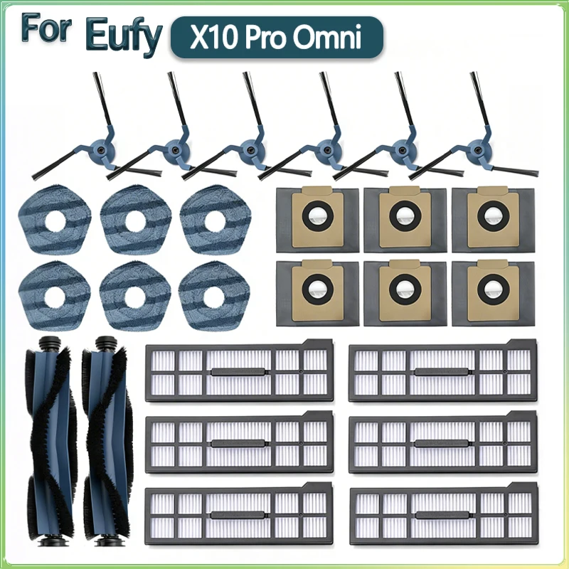 

Запчасти и аксессуары для Eufy X10 Pro Omni: роликовая щетка, боковая щетка, фильтр, тряпки для мытья полов, подушечки, мешок для сбора пыли, детали для пылесоса