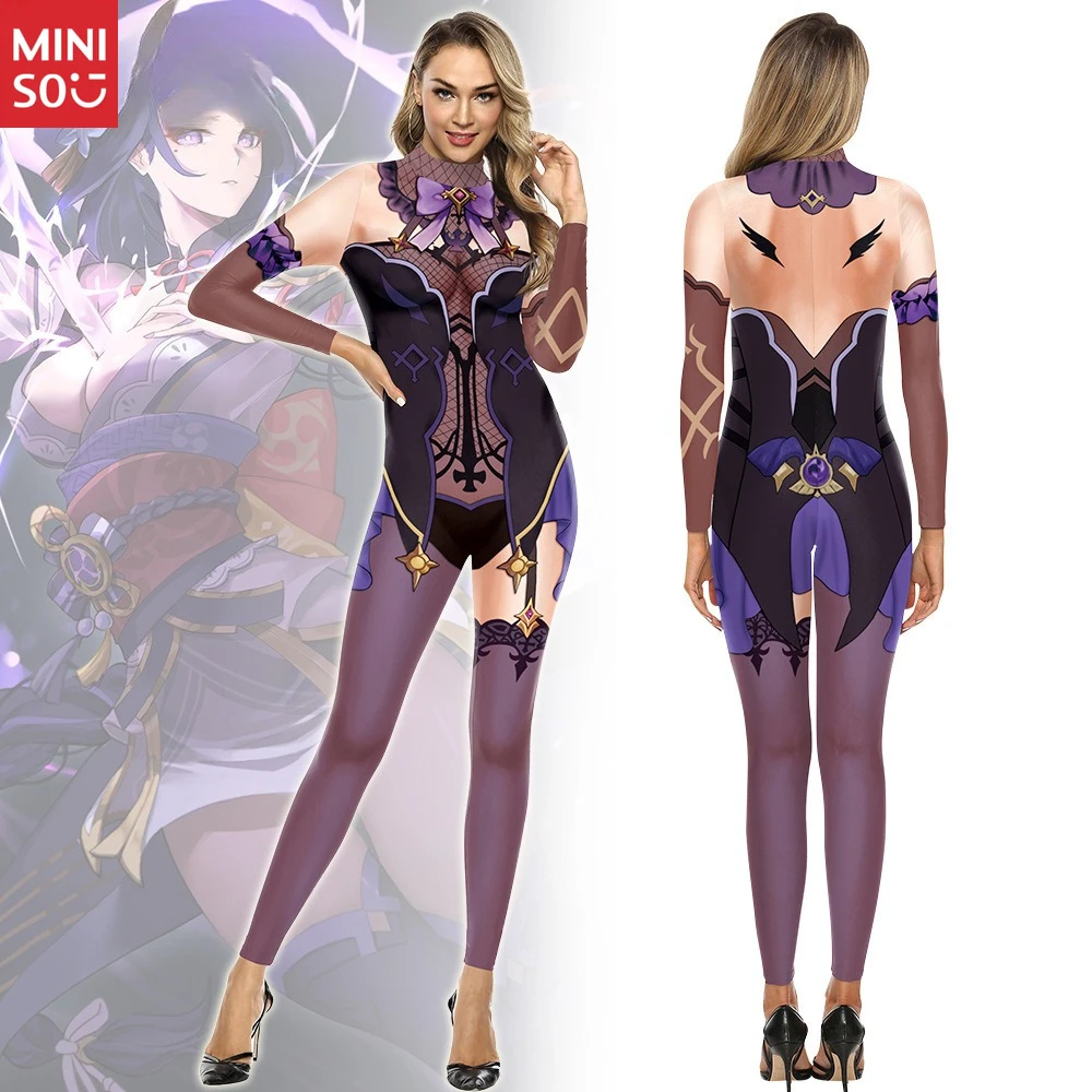 

Miniso 2025cosplay Textured Digitally Printed Jumpsuit for Men and Women, Slim-fit Sports Jumpsuit