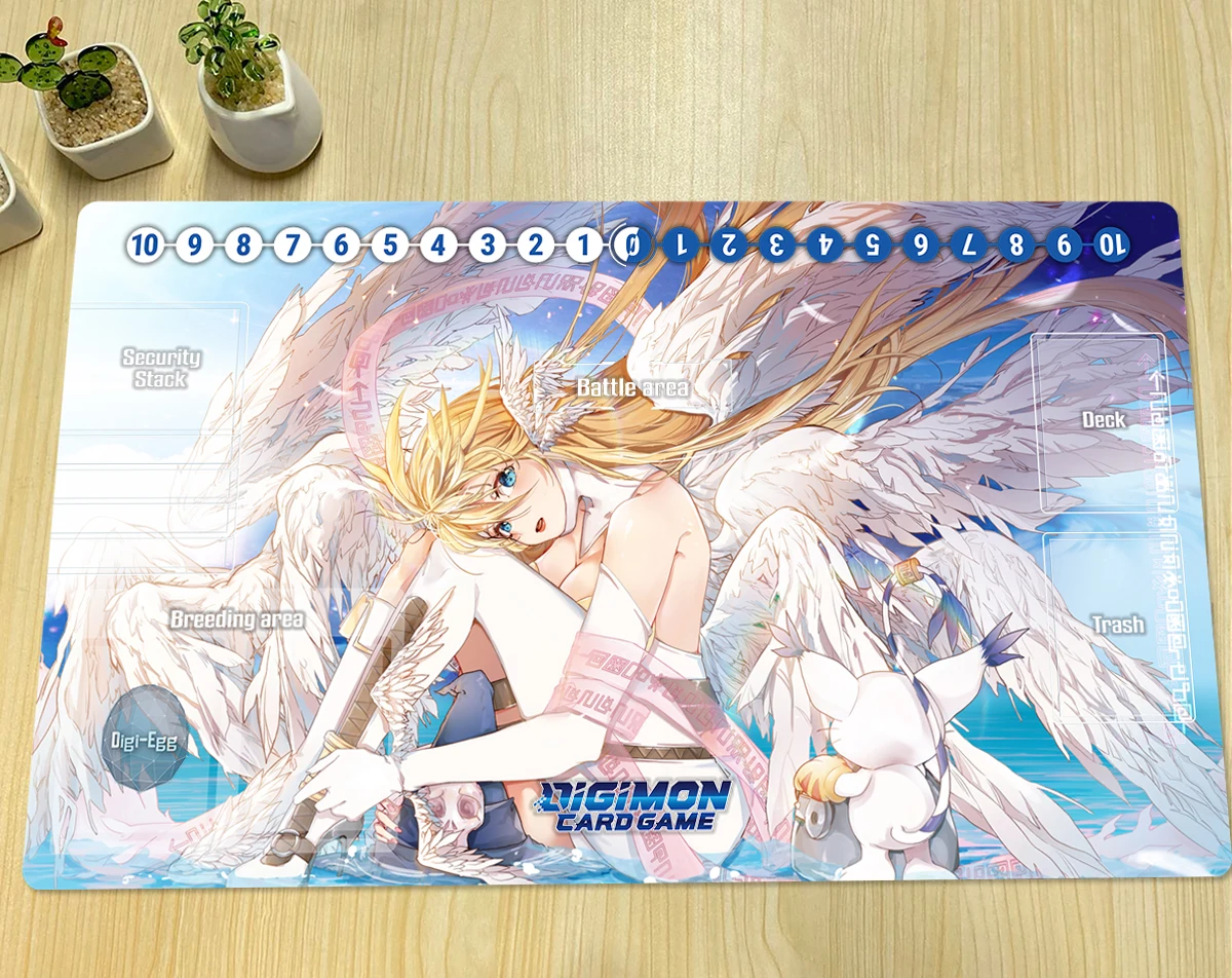 Digimon Playmat Angewomon Mat DTCG CCG handlowa gra karciana gra planszowa pojedynek mata niestandardowe podkładka pod mysz Anime gumowe podkład na