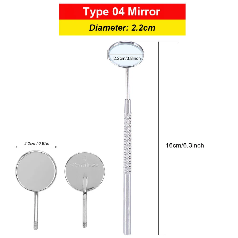 1/5Pcs Stainless Steel Dental Mirror 16cm Oral Hygiene Care Tool Dentist Clinic Teeth Whitening Clean Inspection Mouth Mirror