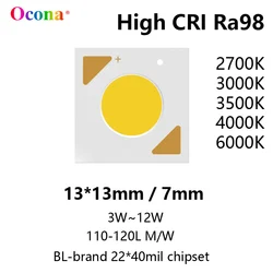 High CRI Ra98 COB LED Chip Array 1304 SDCM3 13*13mm-7mm Lens 3W~12W Warm White Chips For Lamp SpotLight Downlight Accessories