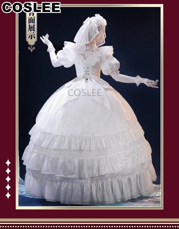 COSLEE Game Identity V Marie Promised Day Madame Red Elegant Dress Uniform Cosplay Costume Halloween Party Outfit Women New