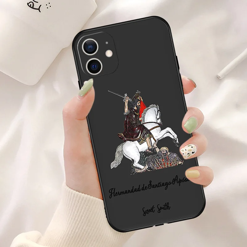 Black Soft Phone Case for Apple iphone 16 15 14 13 12 Mini XS 11 Pro Max XR 7 8 Plus X Horse Knight Flamenco Dancer King Cover