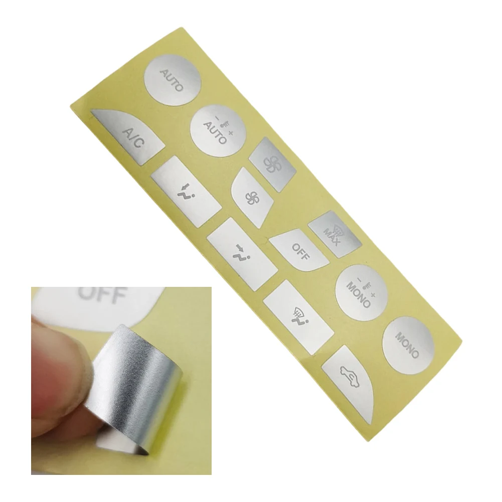 Car A/C Button Repair Stickers For Ford Focus 1999-2005, White Lettering Vinyl Decal For Interior Climate Control Panel Resto