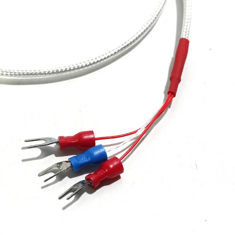 1 peça pt1000 termopar sensor de temperatura à prova d'água três cabos cabo de proteção de fio de silicone resistente ao calor