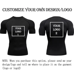 Men's Custom Logo Compression Shirt Fitness Sport Running Tight Gym Tshirts Athletic Quick Dry Tops Tee Summe