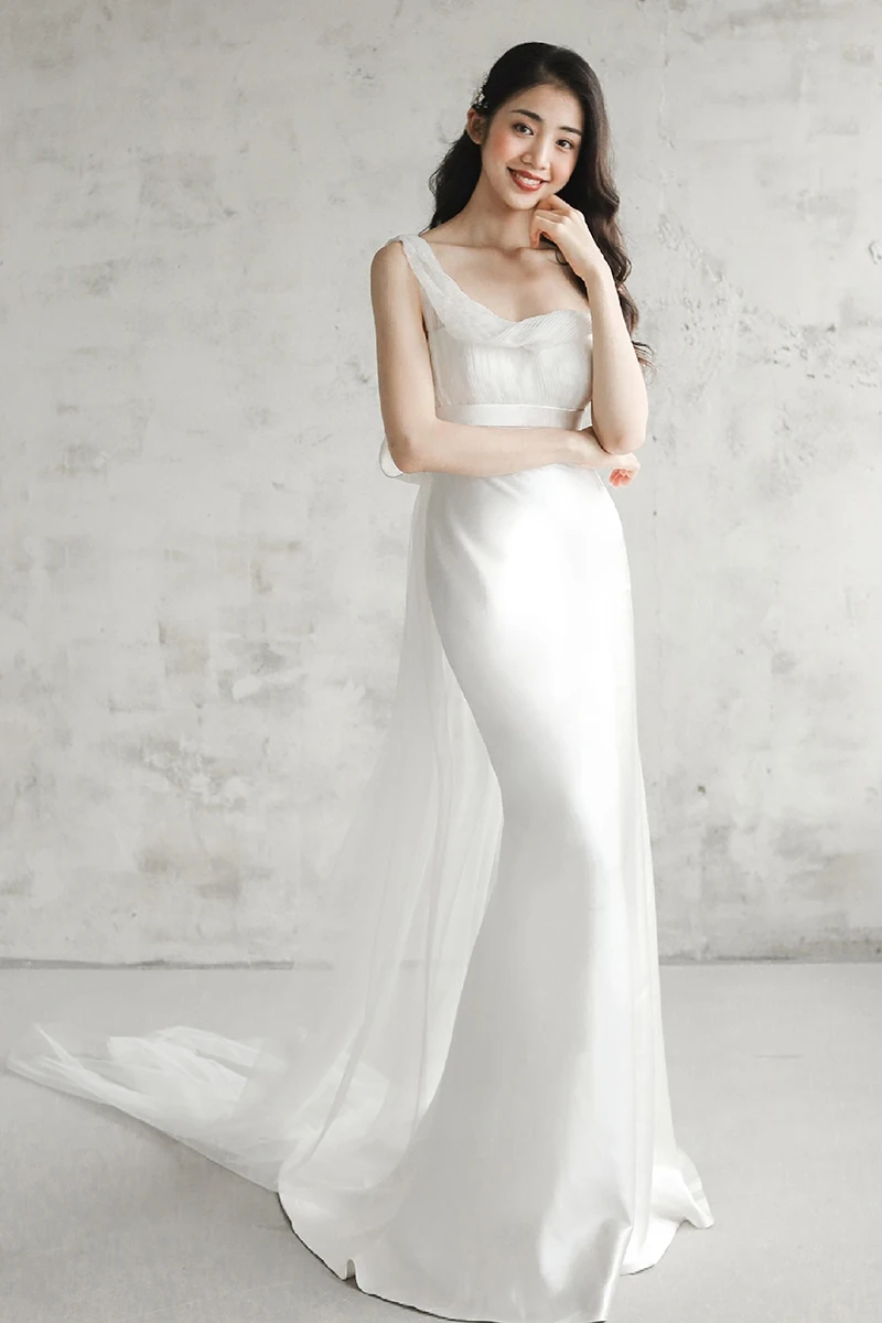 SONDR One-Shoulder Bride Dresses Sleeveless Custom Made Satin Mermaid Backless Wedding Dress Robe De Mariée Evening Gown Bridal