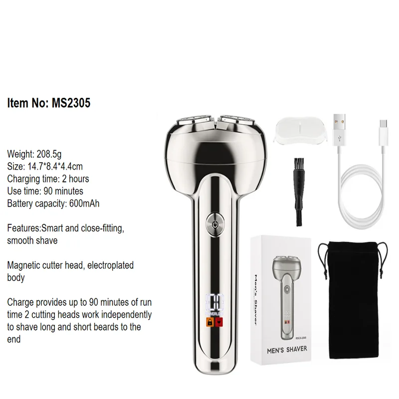 Resuxi MS-2305 Rechargeable Beard Trimmer Cordless Wet & Dry Shaver Clean Electric Foil Razor for Men One Step Shaver