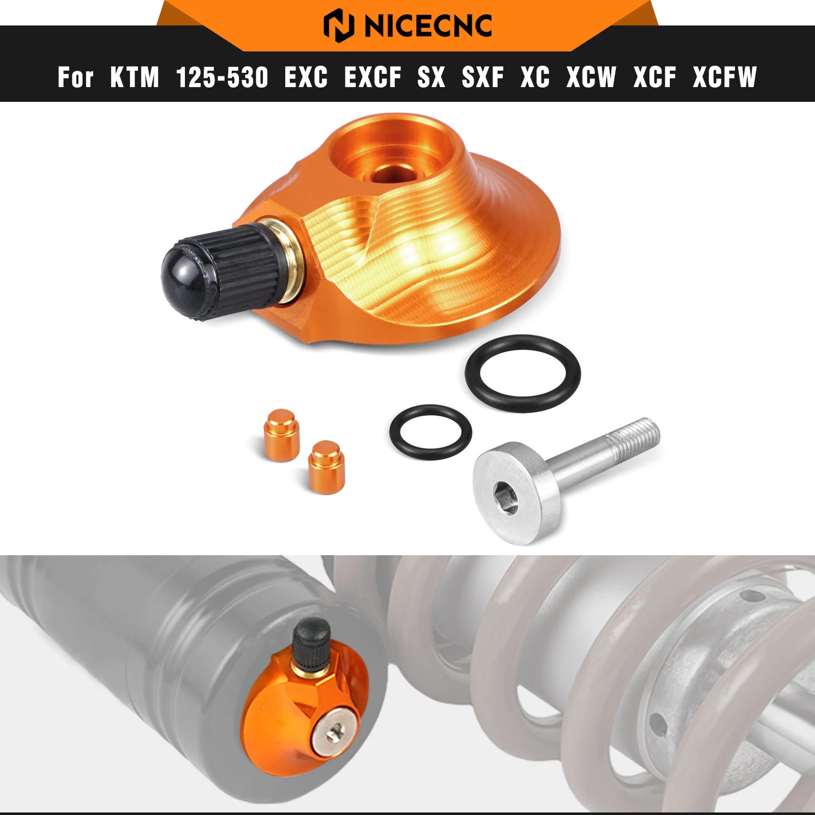 NICECNC For KTM EXC 300 SX 125 SX-F 450 EXC-F 350 2007-2020 58MM 64MM Rear Suspension Gas Valve For Husqvarna TE 300i 2014-2022