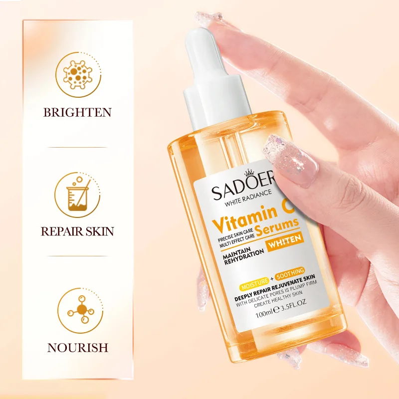 100ml SADOER Centella Sakura Vitamin C Hyaluronic Acid Facial Serum Face Moisturizing Firming Hydrating Facial Essence Skin Care