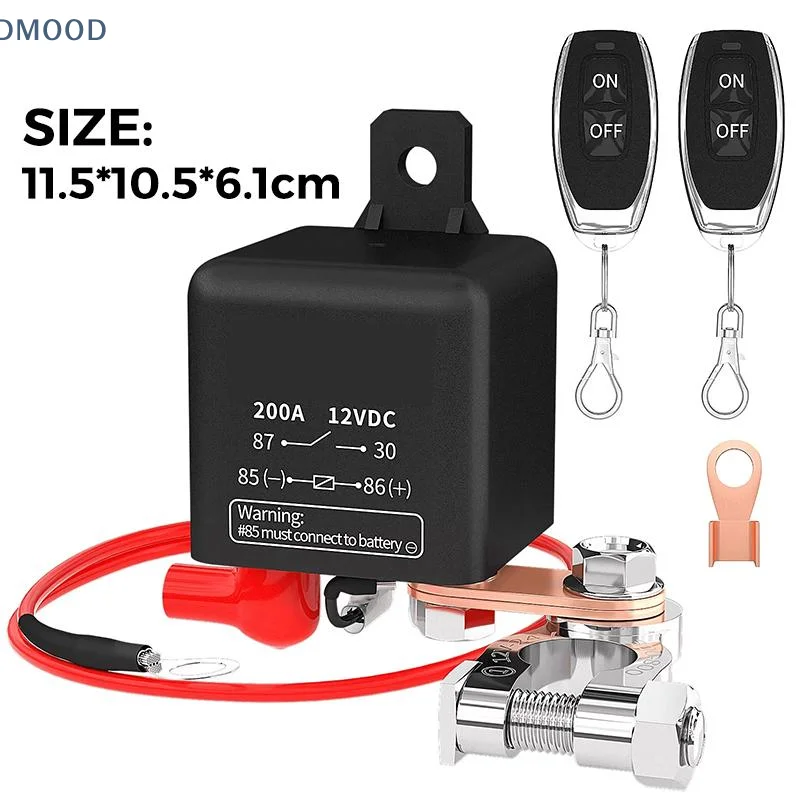 【CR】12V 200A Car Battery Disconnect Switch Remote Control Easy Install Power Cut Off Relay for RV Truck Yacht Modification