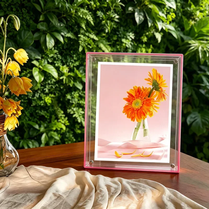 Multi-colored Acrylic Photo Frame, Hand-painted Artwork Display Frame, Oil Painting Couple's Photo Landscape Photo Storage Frame