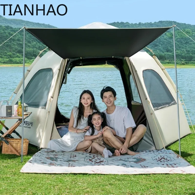 Quick Automatic Opening Camping Tent Outdoor Travel Picnic Sunshade Rainproof Tents Family Overnight Rest Camping Supplies