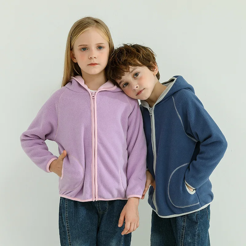 

Autumn Winter Long Sleeve Outwear Sweatshirt 3 To 7 Years Children Jacket Girls Thick Coat Fleece Coral Zipper