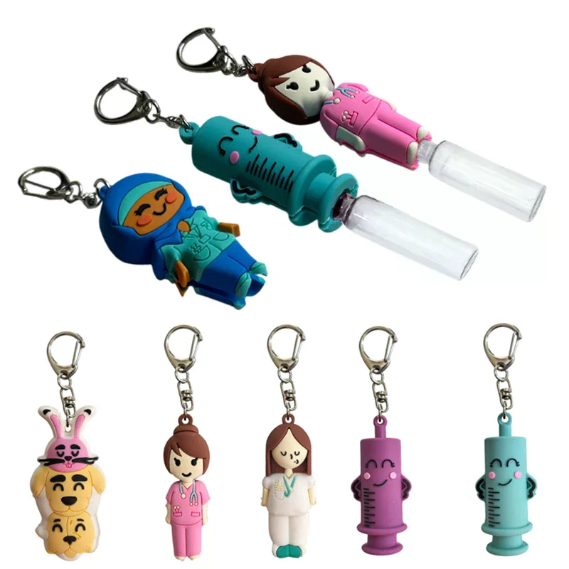 Keychain Syringe-Shaped Ampoule Bottle Opener Rubber Cutter Aid Medication Vial Breaker Tool for Home Nurses and Doctors