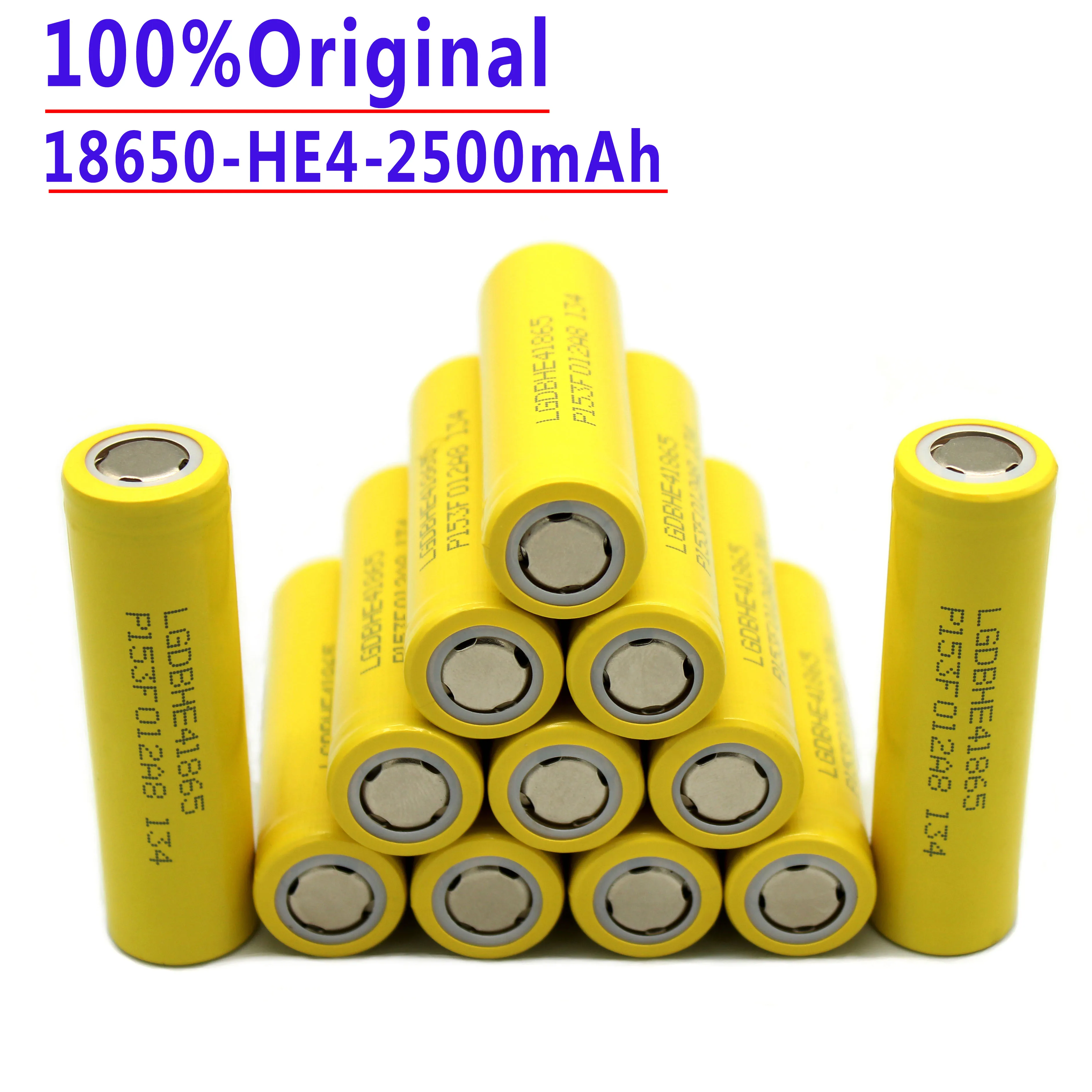 100%.Original.recargable.HE4-batería. de litio,3,7 V, 2500mAh,para.18650.HE4.25A, juguetes,linterna, herramientas.