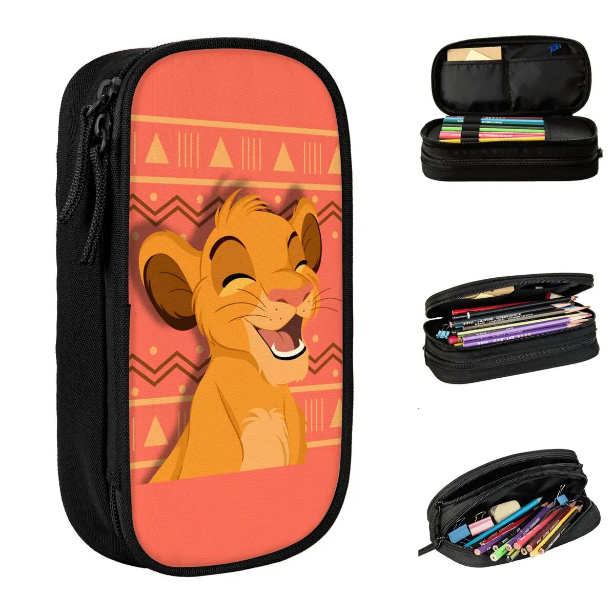 

Милый пенал «Король Лев», школьный пенал для девочек и мальчиков, с молнией, с графическим принтом, органайзер для канцелярских принадлежностей