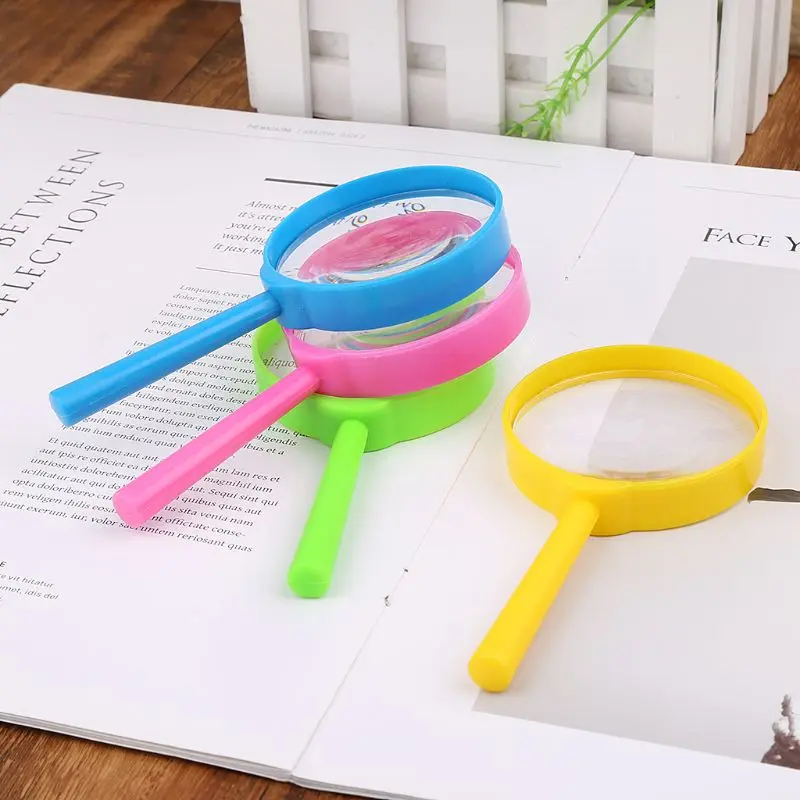 Magnifying Glass Portable Handheld Magnifier 60mm 3X/5X Colorful Reading Loupe Lens Kids Toy Gift Teaching Supplies