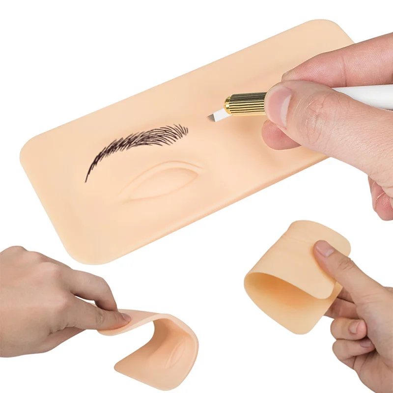 Silicone Tattoo Eyebrow Eyeliners Flat Model Head Practice Training Head Permanent Makeup Eyebrow Tattoo Resuable Tool for Women