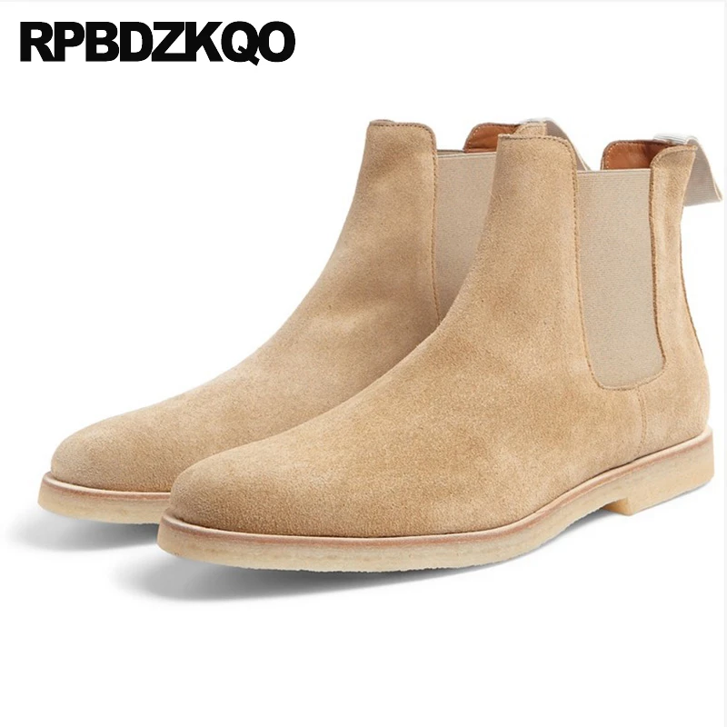 Wide Fit Nubuck Letter Real Leather Round Toe Ankle Brand 12 Boots Slip On Men Short Plus Size Flats Fur Winter Chelsea 46 Shoes