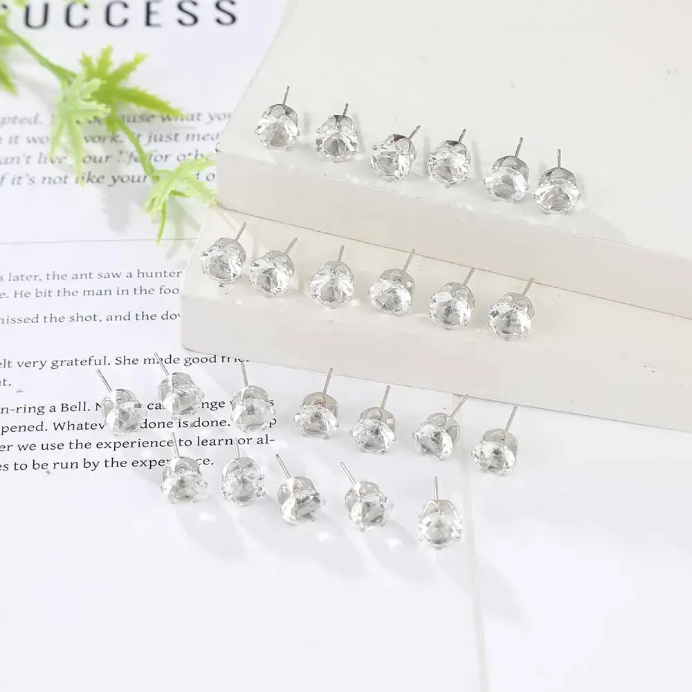 Exquisite Zircon Stud Earrings Set 12 Pairs, Versatile Comfortable Accessories for Women Gifts