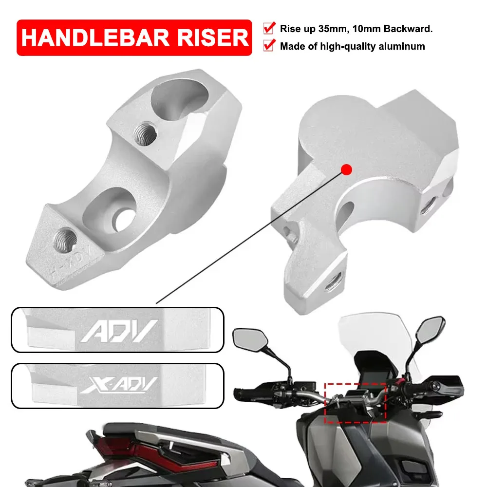 

Motorcycle Handlebar Riser Extend Clamp Adapter For Honda ADV150 ADV160 XADV750 2017-2023 ADV350 2022-2023 Up 35mm Backward 10mm