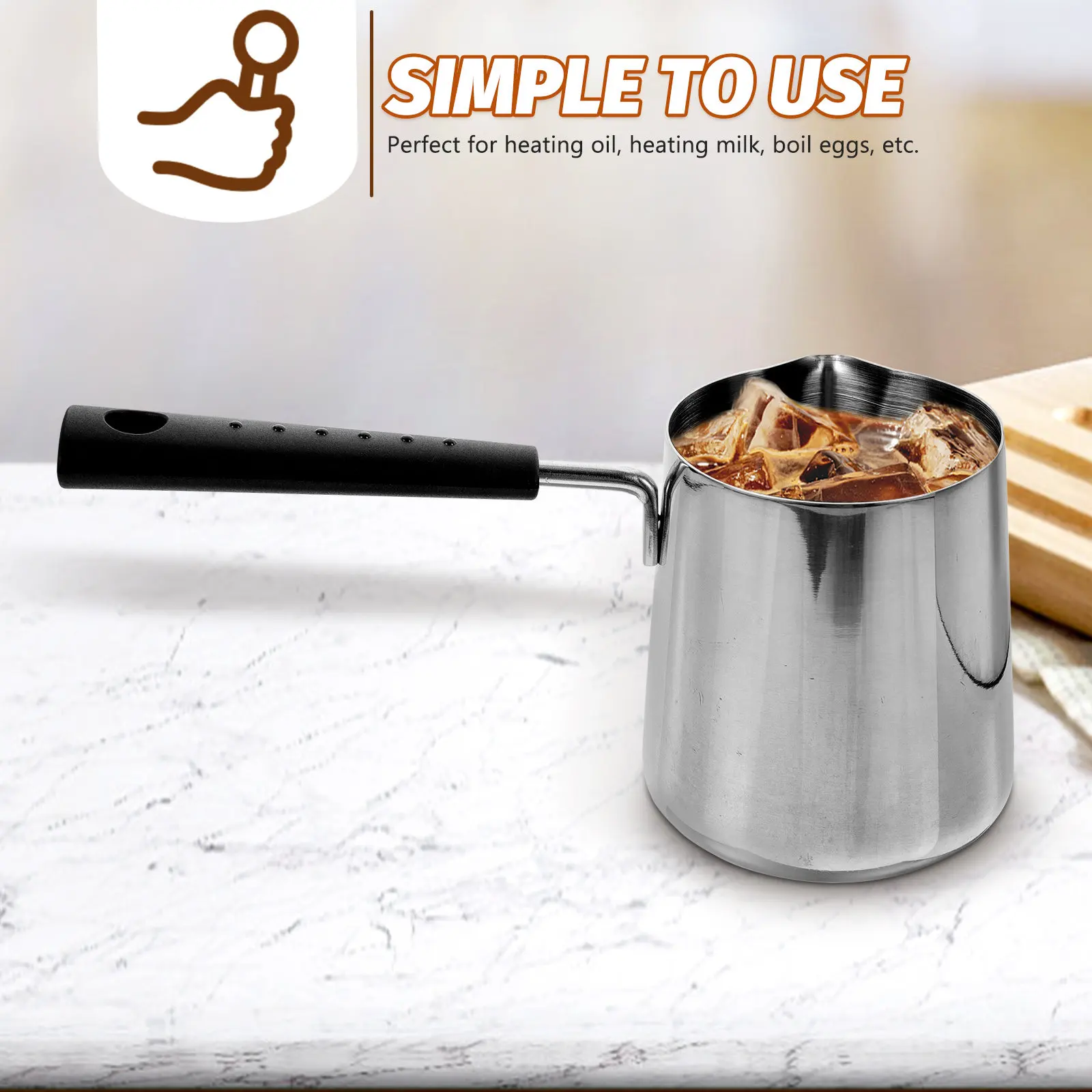 Small Hot Oil Saucepan Stainless Steel Milk Pot with Handle Pour Spout for Gas Induction Stove Sauce Pan Cooking Pot