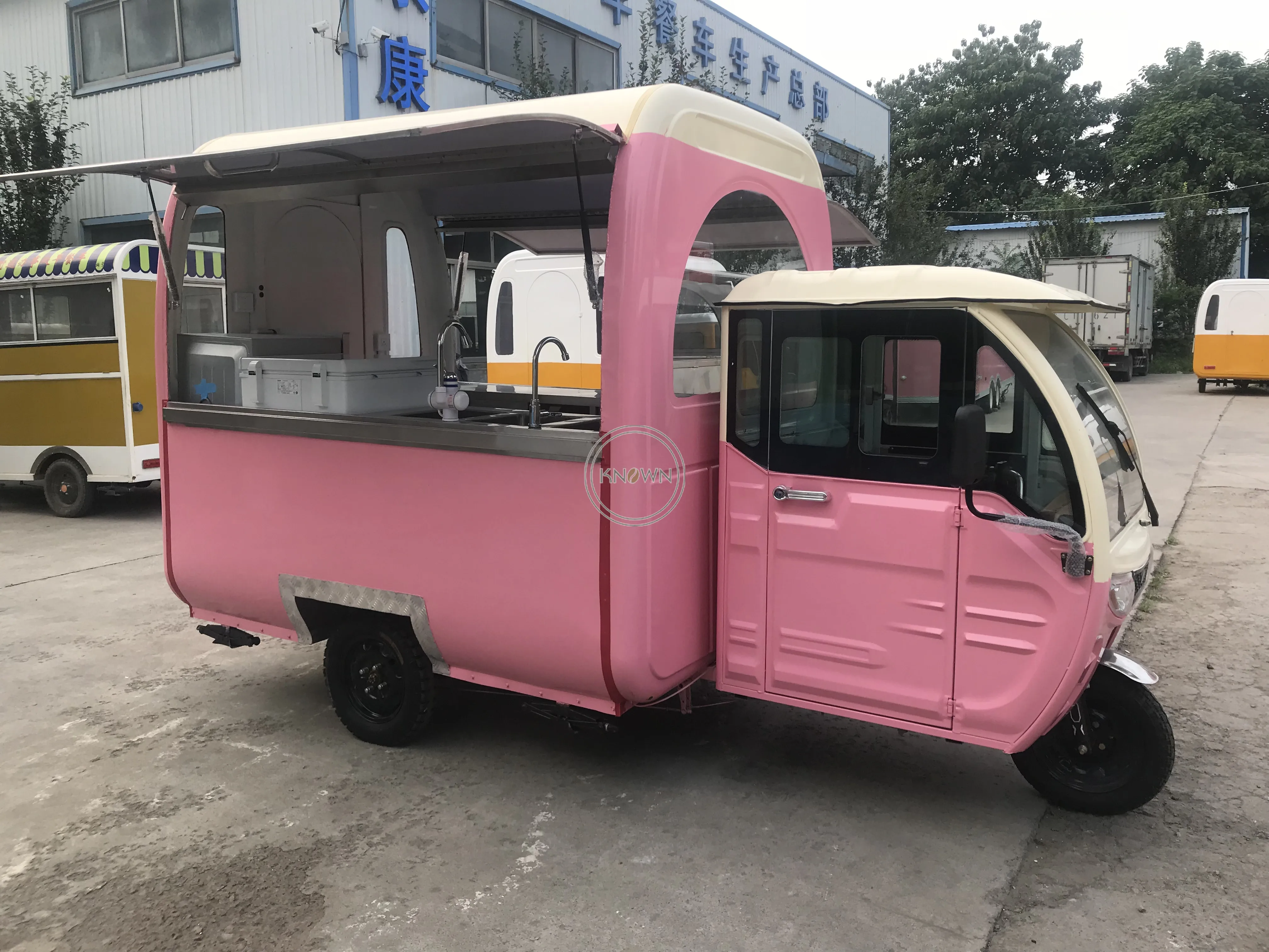 Electric Food Truck with Full Kitchen Ice Cream Waffle Coffee Trailer Kiosk for Sale Street Hotdog Fast Food Cart Tricycle