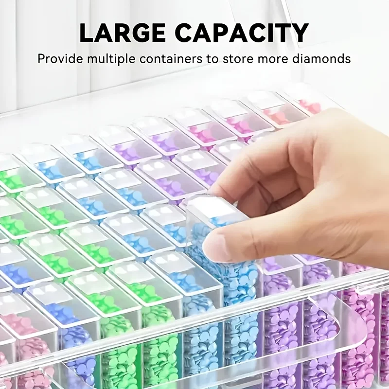 1/2/3/4er-Pack 64-Fächer Diamant-Malerei Aufbewahrungsbox Behälter für Diamant-Stickerei-Zubehör Bohrerbox Mosaik-Behälter – Detail 8