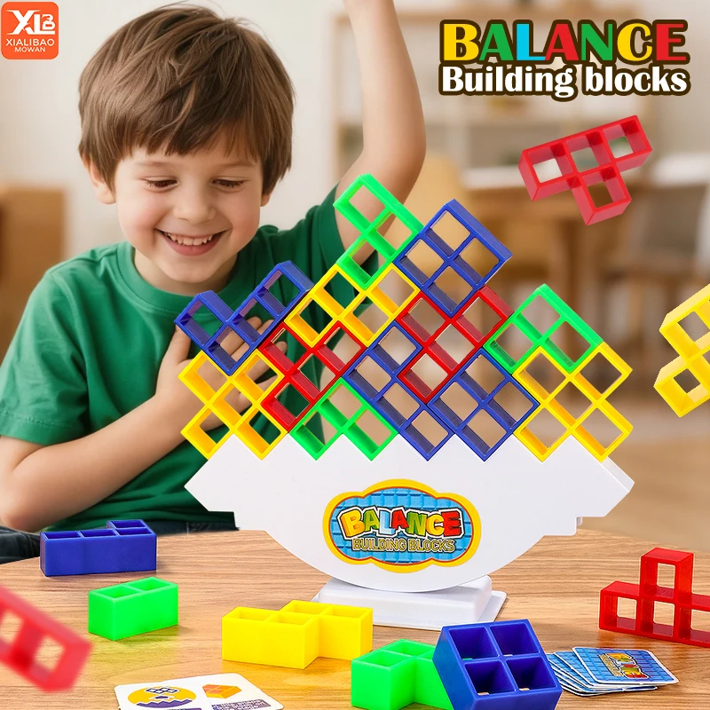 56Pcs Russian Building Block Toys Tetra Tower Game Swing Balance Stacking Table Game for Kids And Adults Educational Fun Play