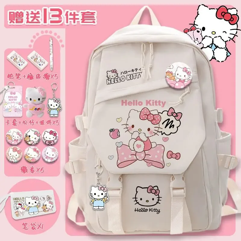 Sanurgente-Sac à dos de dessin animé mignon pour enfants, cartable étudiant Hellokitty, grande capacité, homme et femme, nouveau