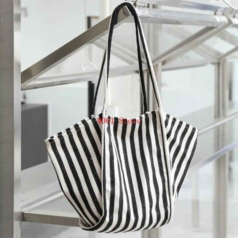 Versatile Canvas Bag Striped Shoulder Bag Artistic Bag Perfect for Any Occasion