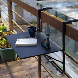 Table de balcon pliante antirouille, bureau de bar extérieur, meubles de jardin, barre de garde-corps circulaire, table d'ordinateur, gain de place, art