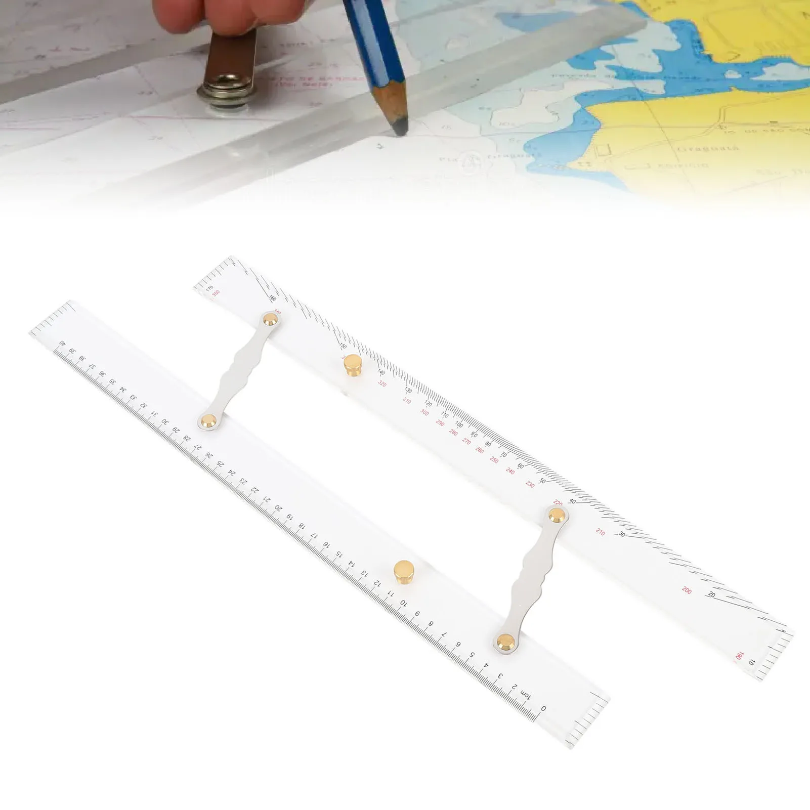 Marine Parallel Ruler 450mm Marine Navigation Parallel Ruler High Transparency Acrylic Nautical Sea Chart Plotting Tool