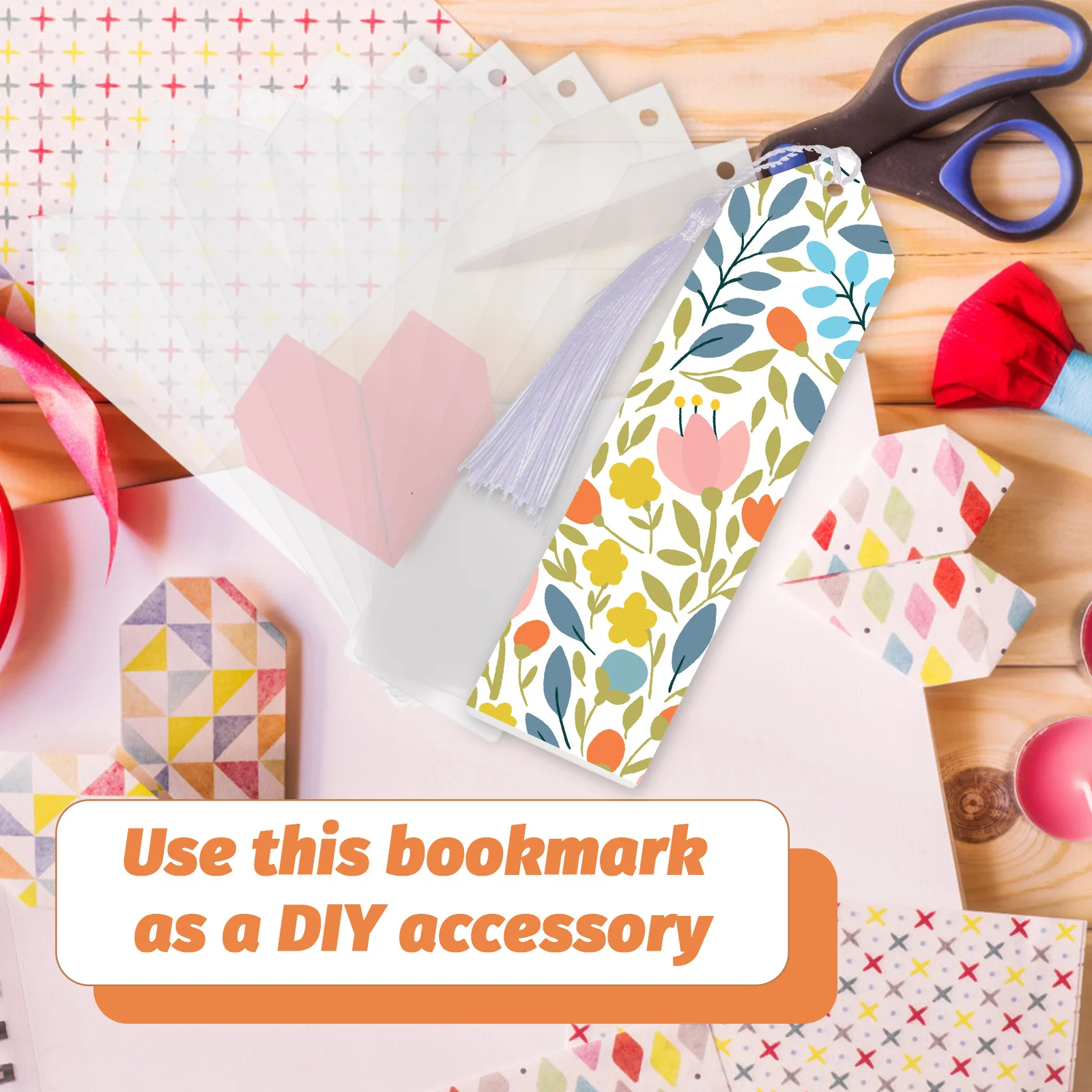 

1Set Clear Acrylic Bookmarks DIY Tassels Pendant Blank Page Markers for Students Reading Office School Supplies Gifts