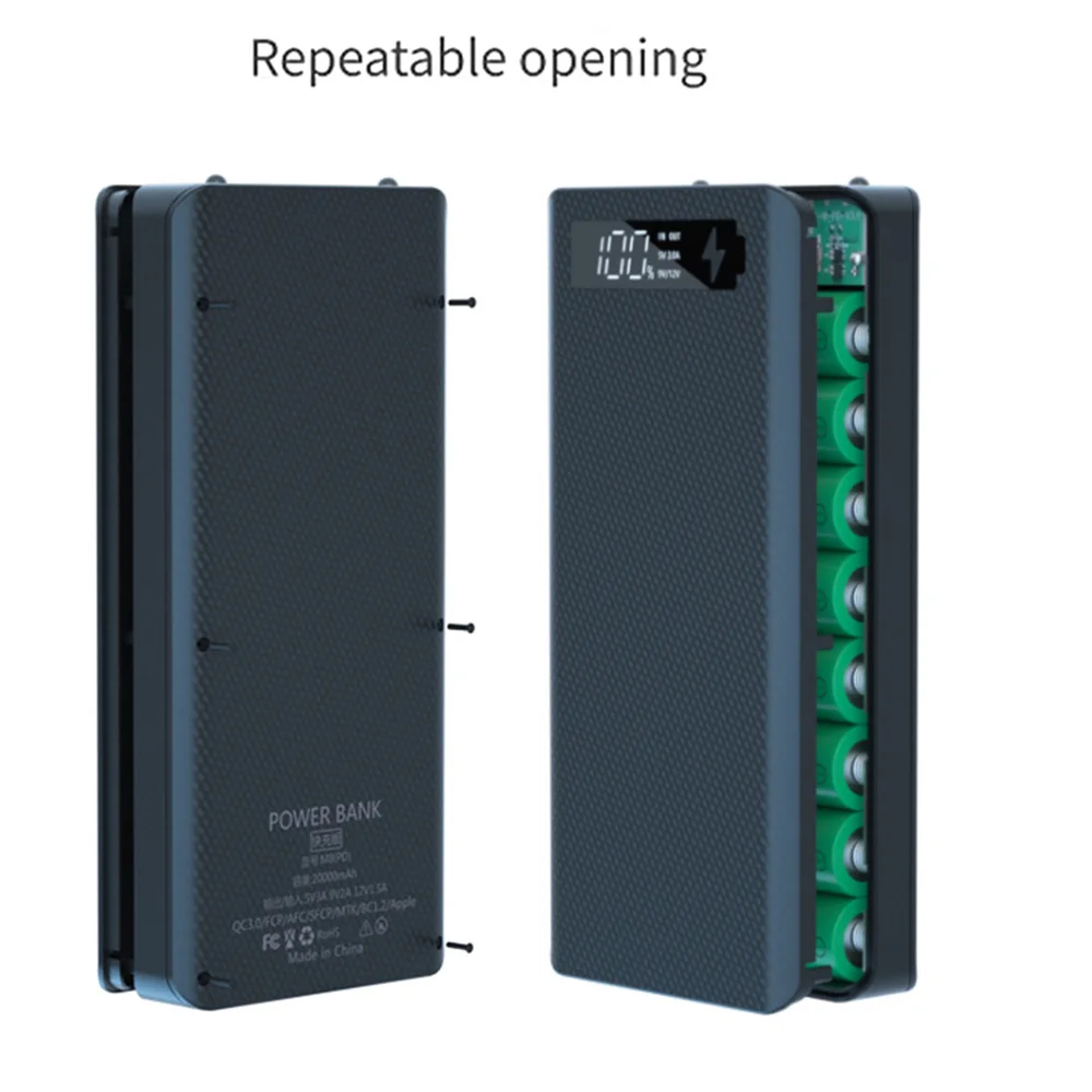 AF93-8X18650 Battery Charger Box Power Bank Holder DIY Shell Dual USB 18650 Battery Storage Box