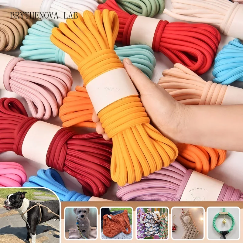 8mm Polyester Core Rope 5m Colorful Braided Cord for Pet Leash Making Crochet Rope Bag Strap Handmade Craft Clothing Accessories