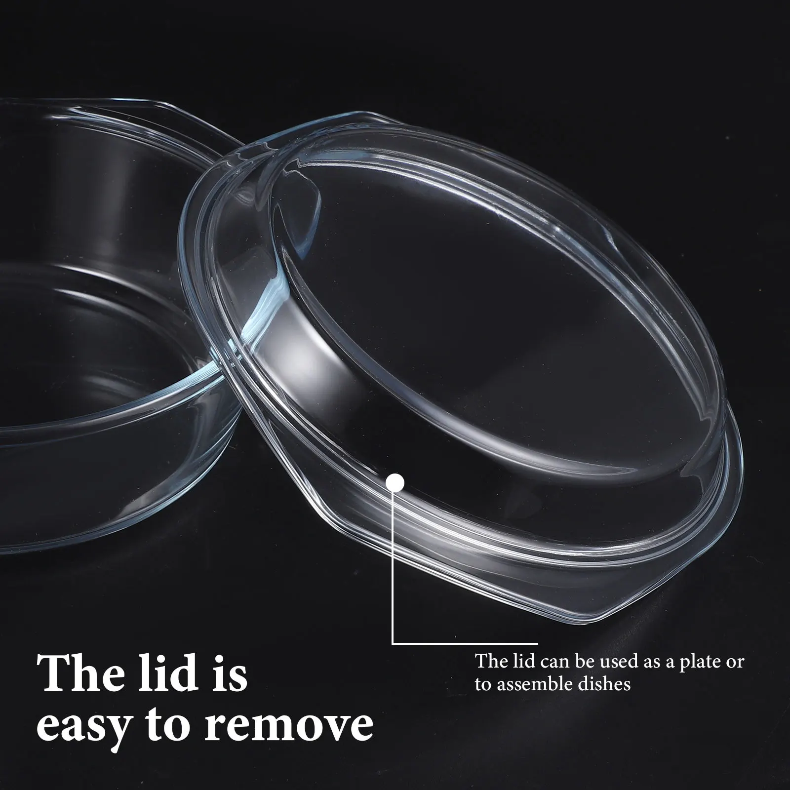 

Стеклянная кастрюля-глубокая миска с крышкой, пригодная для микроволновой печи и духовки, с ручками, компактная, прозрачная, для медленного приготовления