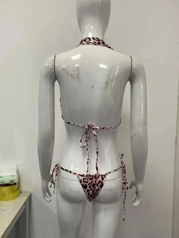 

Fashion Classics Triangle High Waist Gathered Split Beach Bikinis Harajuku Aesthetics Leopard Print Tie Dye Swimsuits For Women