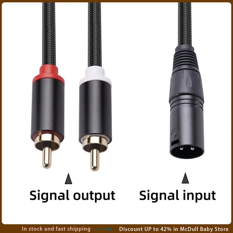 ABJA-XLR To Dual RCA Audio Cable A1 XLR Male 3 Pin To Dual RCA Male Plug Stereo Audio Cable Amplifier Mixing Plug AV Cable