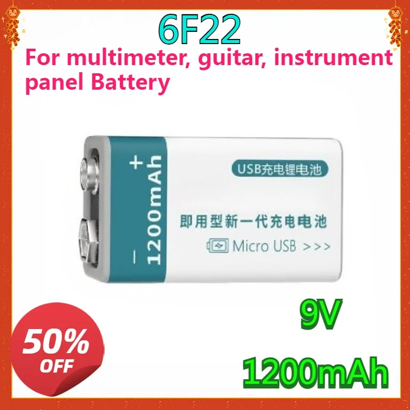 

New High Quality Replaceable 6F22 Lithium-ion Battery 9V 1200MAH 2-8pcs 9V 9 Volt Li-ion USB Rechargeable Lithium Ion Battery