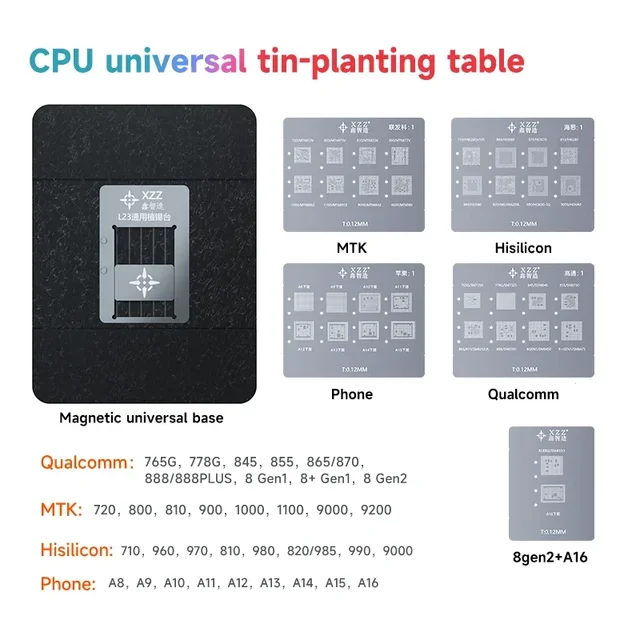 Xinzhizao XZZ L23 CPU Universal CPU Reballing Stencil Platform dla IPhone A8-A16 Android Lower Steel Mesh Positioning Plate Tool