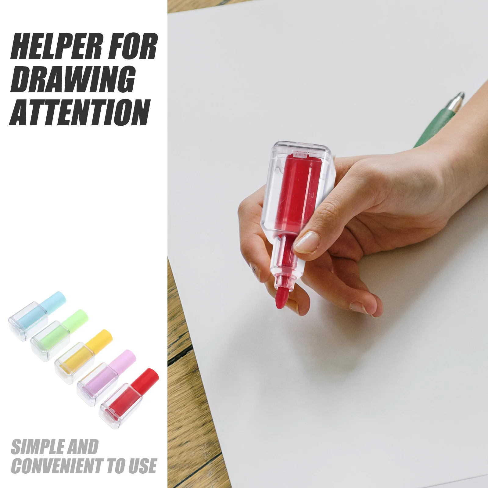 

5pcs Mini Highlighters Cute Shape Bright Color Pens For Paper Metal Glass Plastic Smooth Writing Portable Art Supply School