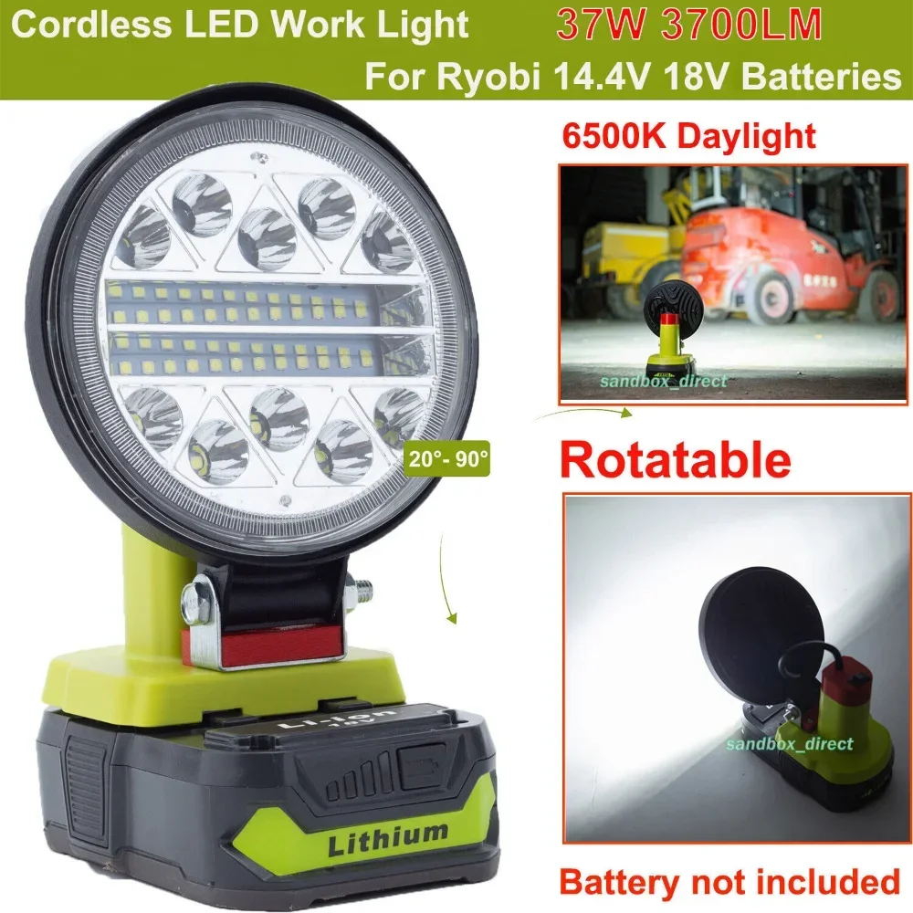 LED Work Light Suitable For Ryobi One+ 14.4V 18V Lithium Nickel Battery P108 P104  Li-Ion Battery Spotlight