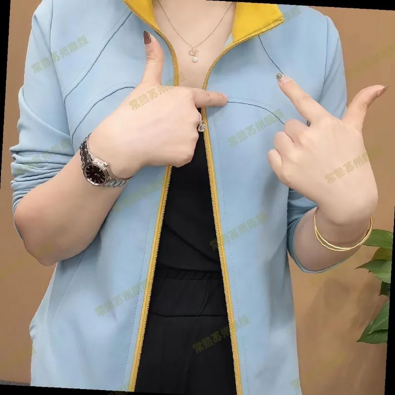 

Однотонный кардиган на молнии, женский свитшот с длинными рукавами, обычные рукава, воротник-поло, тонкие повседневные топы