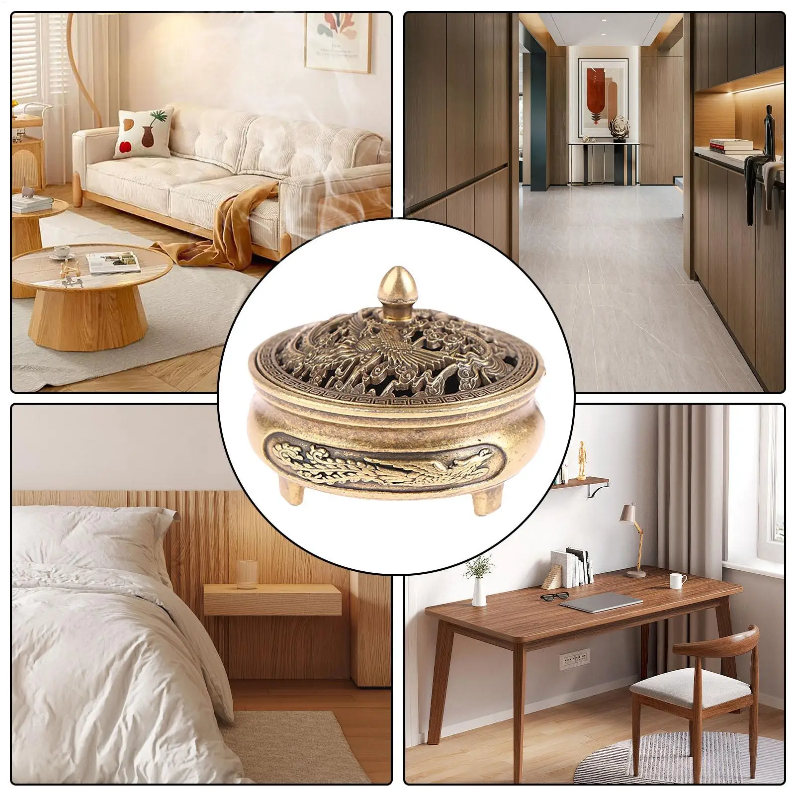 Longfeng Fingertip Stove Three-Legged Small Incense Burner Non-Stick Powder Tray Creative Aroma Burner Mini Aroma Diffuser