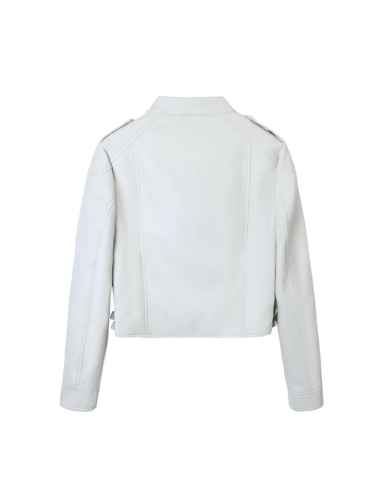 Spring and Autumn women's PU leather jacket with diagonal zipper motorcycle suit, round neck slim fit jacket, women's jacket