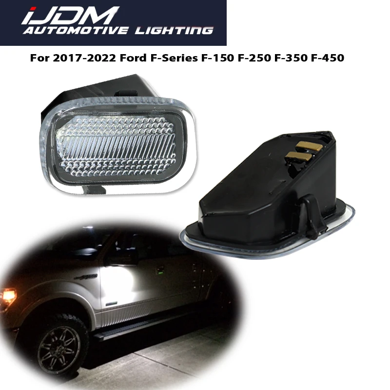 

For 2015-2022 Ford F150, For 2017-2022 Ford F-Series Super Duty F-250 F-350 F-450 Front Under Side Mirror Puddle LED Lights 12V