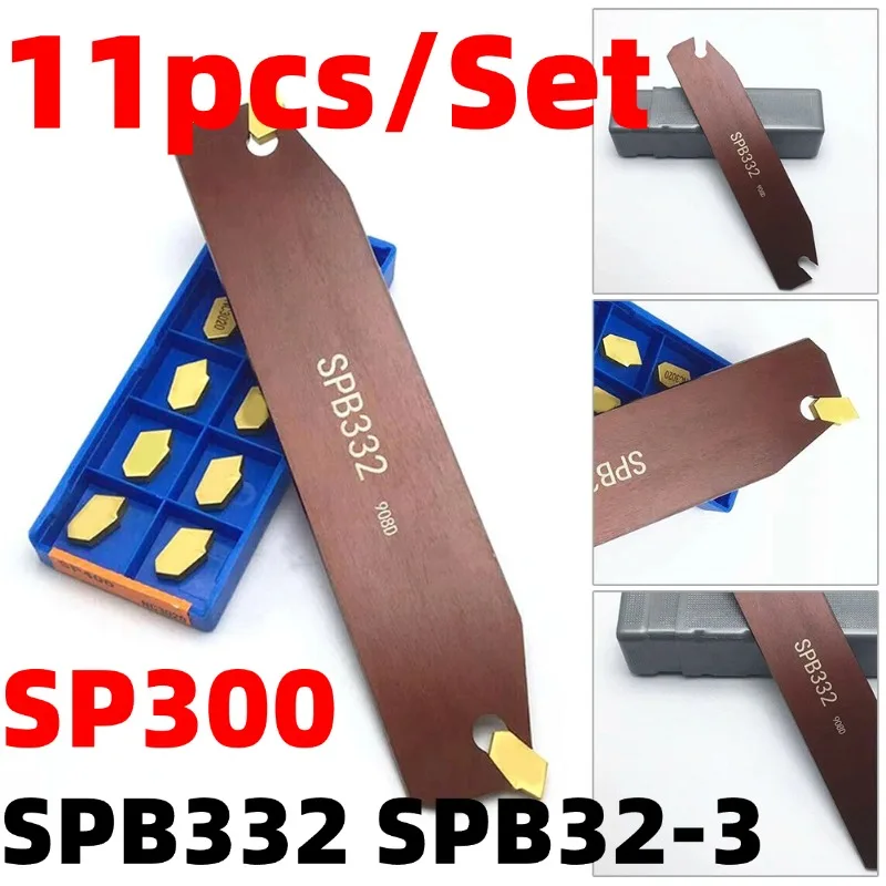 

10pcs SP300 Cutting Inserts With SPB332 SPB32-3 Groove Cut-Off Holder Cutting Tool Rods Metal Cutting Machine Tools Parts